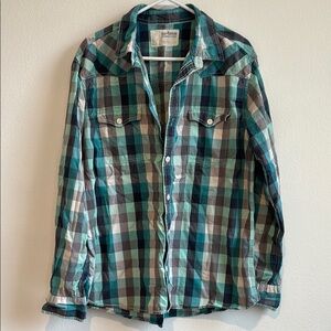 Urban Pipeline Teal and Gray Plaid Shirt